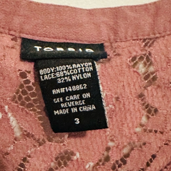 Torrid Dusty Rose Button Down Flutter Short Sleeve Blouse - Picture 3 of 5